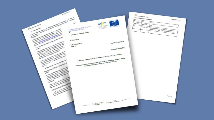 Do you intend to apply for a Certificate of Suitability (CEP) for a sterile substance? A guideline for the preparation of dossiers to obtain a CEP for a sterile substance is now available